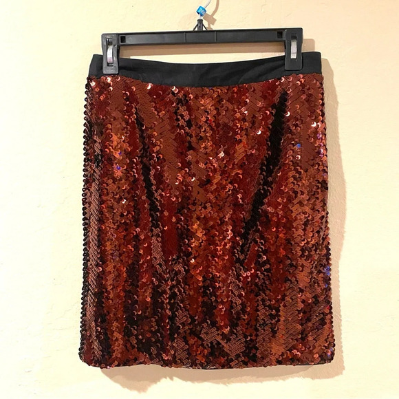 See By Chloe Dresses & Skirts - EUC See by Chloe Sparkly Red Rust Sequin Cocktail Party Metallic Mini Skirt